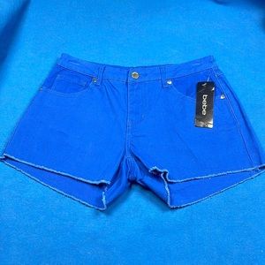 Bebe Logo embellished denim surf on the web shorts